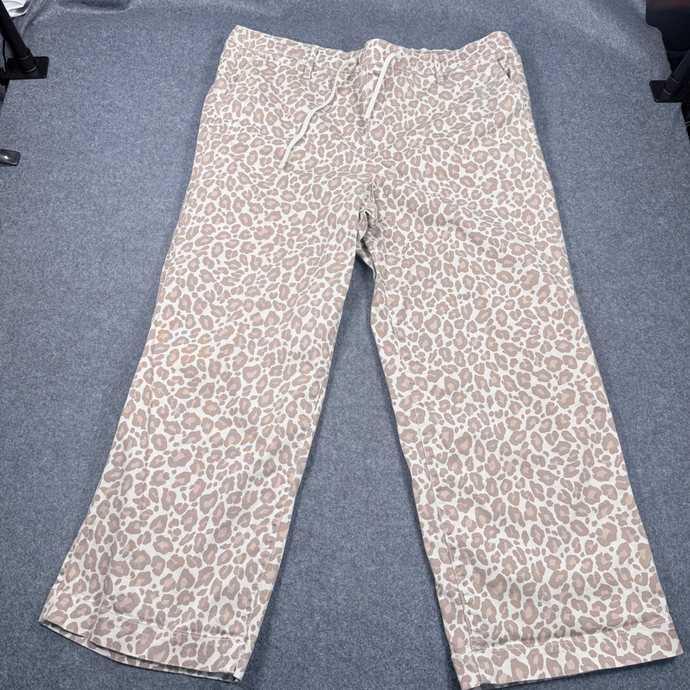 Torrid Leopard Print Wide Leg Crop Pants Tan White Drawstring 3R Cheetah